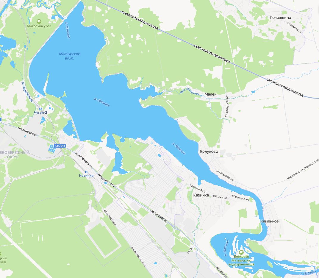 Карты глубин Липецкой области