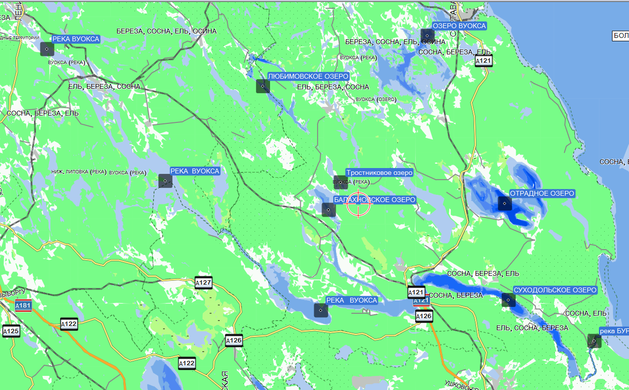 Карта глубин озерно-речной системы Вуокса