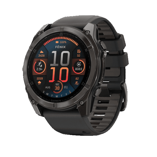 fenix 8 - 51 мм, AMOLED, Sapphire, угольно-серый DLC, пепельно-черный силиконовый ремешок