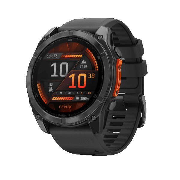 fenix 8 - 51 мм, AMOLED, серый, черный силиконовый ремешок