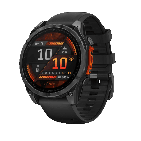 fenix 8 - 47 мм, AMOLED, серый, черный силиконовый ремешок