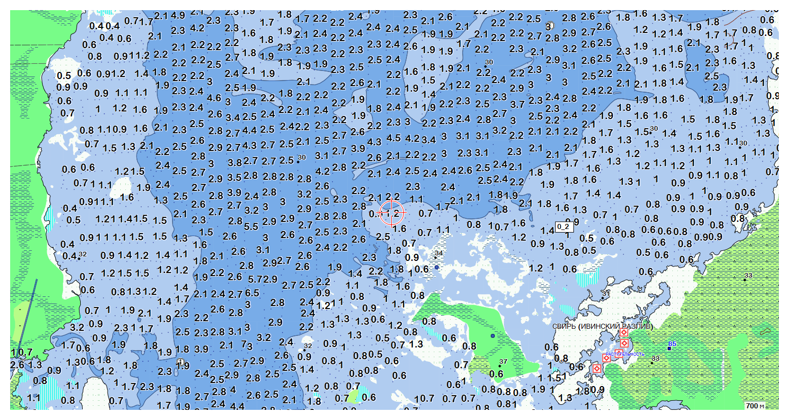 Карта глубин Онежского озера и реки Свирь для OziExplorer, Карта глубин Онежског